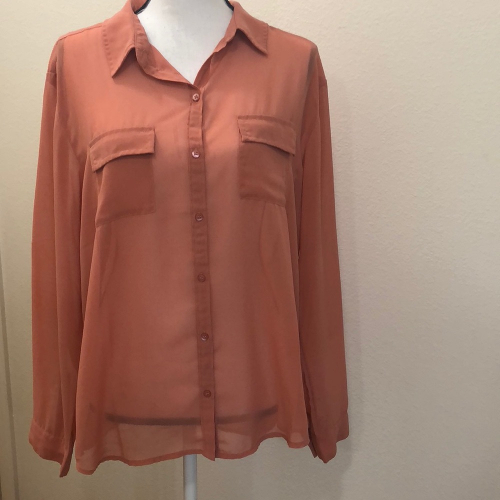 14th & Union• Blush Long Sleeve Button Down - Picture 1 of 5